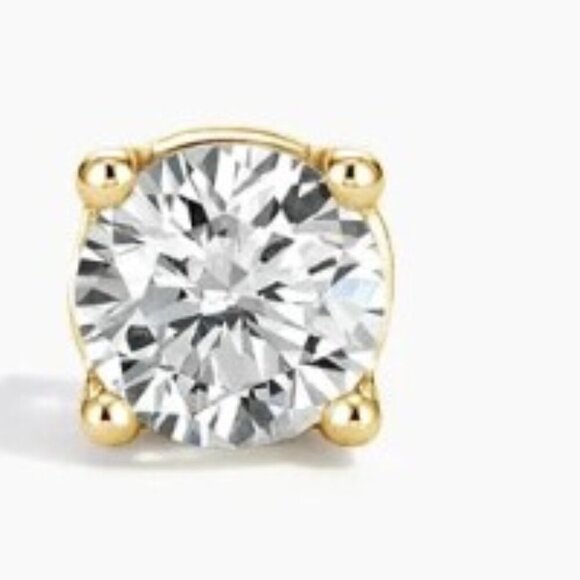 Moissanite 0.5 CT Round Stud Earrings 4 Prong Yellow Gold Plated 925Sterling NWT - Picture 5 of 13